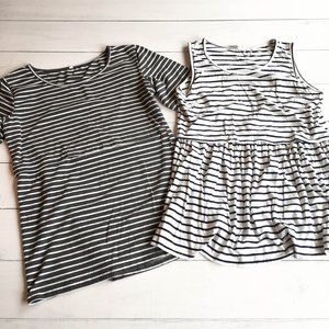 Set of Two Striped Breastfeeding Nursing Maternity Tops - Size Medium